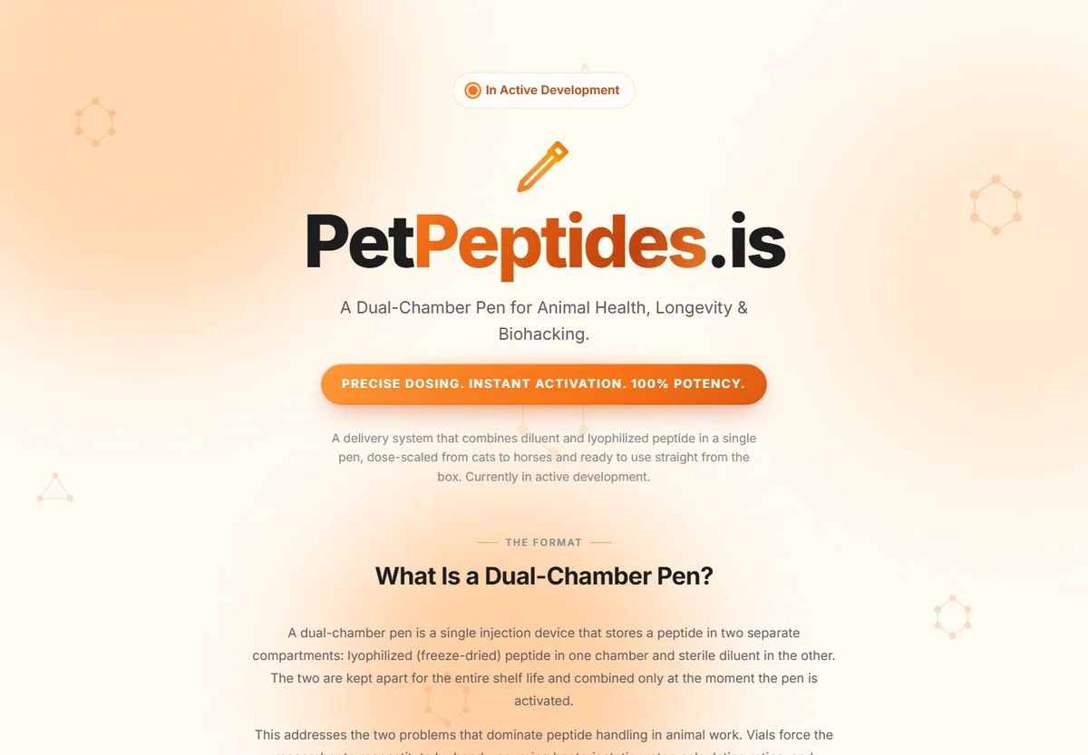 PetPeptides website homepage